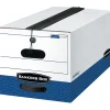 Bankers Box® Liberty® Plus FastFold® Heavy-Duty Storage Boxes, Legal Size, 24" x 15" x 10", White/Blue, Case Of 12 - 1211203