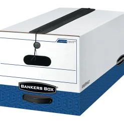 Bankers Box® Liberty® Plus FastFold® Heavy-Duty Storage Boxes, Legal Size, 24" x 15" x 10", White/Blue, Case Of 12 - 1211203