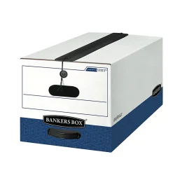 Bankers Box® Liberty® Plus Heavy-Duty Storage Boxes , Letter Size, 24" x 12" x 10", White/Blue, Case Of 12 - 1111104