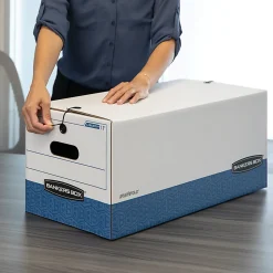 Bankers Box® Liberty® Specialty Size Standard-Duty Storage Boxes, 4 1/4" x 9 1/2" x 23 1/4", 60% Recycled, Blue/White, Case Of 12