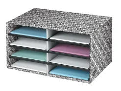 Bankers Box Literature Sorter, 10 1/4" x 19 1/2" x 12 3/8", White/Black Brocade
