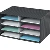 Bankers Box Literature Sorter, 10 1/4" x 19 1/2" x 12 3/8", Black/Gray Pinstripe