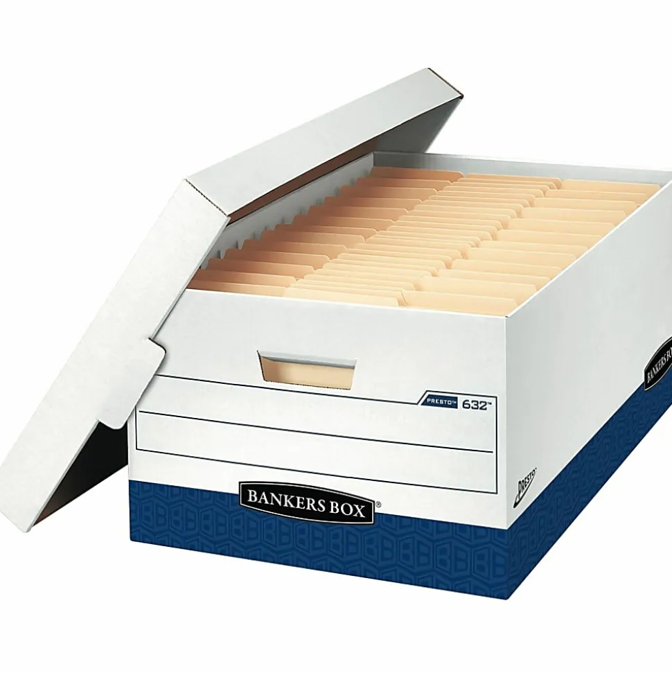 Bankers Box® Presto™ Heavy-Duty Storage Boxes With Lift-Off Lids, Letter/Legal Size, 24" x 15" x 10", 60% Recycled, Case Of 12