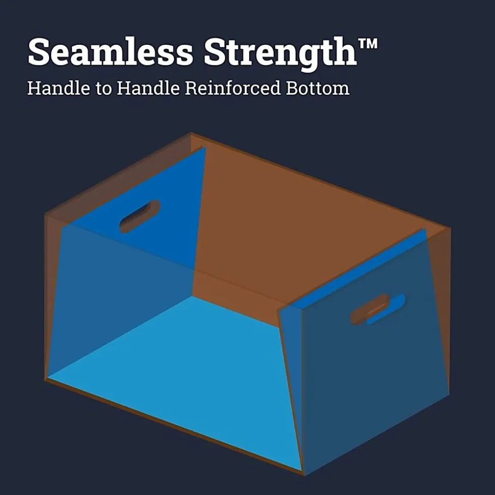 Bankers Box® Presto™ Heavy-Duty Storage Boxes, Letter/Legal Size, 15" x 12" x 10", White/Blue, Case Of 4 - 63602