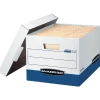 Bankers Box® R Kive® Heavy-Duty Storage Boxes, Letter/Legal Size, 15" x 12" x 10", White/Blue, Case Of 12 - 07243
