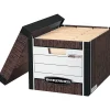 Bankers Box® R Kive® Standard-Duty Storage Boxes With Lift-Off Lids, Letter/Legal Size, 15" x 12" x 10", 60% Recycled, Woodgrain, Case Of 12