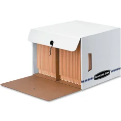 Bankers Box® Side Tab Storage Storage Files, Letter Size, 11 1/4" x 16" x 14", White/Blue, Case Of 12