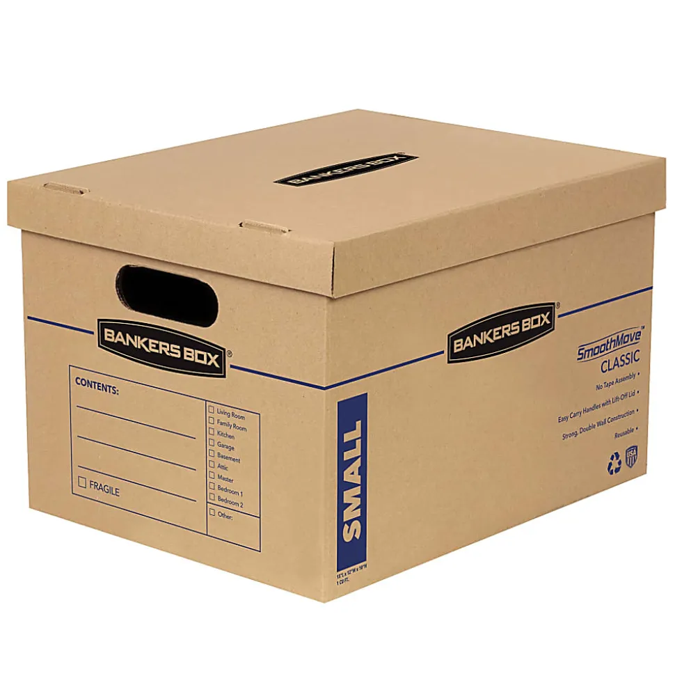 Bankers Box® SmoothMove™ Classic Moving Boxes, 15" x 12" x 10", Kraft, Pack Of 5
