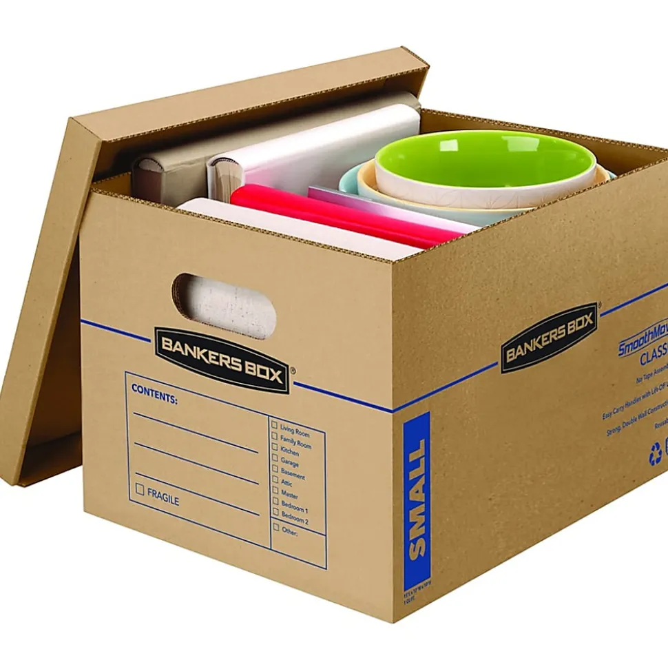 Bankers Box® SmoothMove™ Classic Moving Boxes, 15" x 12" x 10", Kraft, Pack Of 5