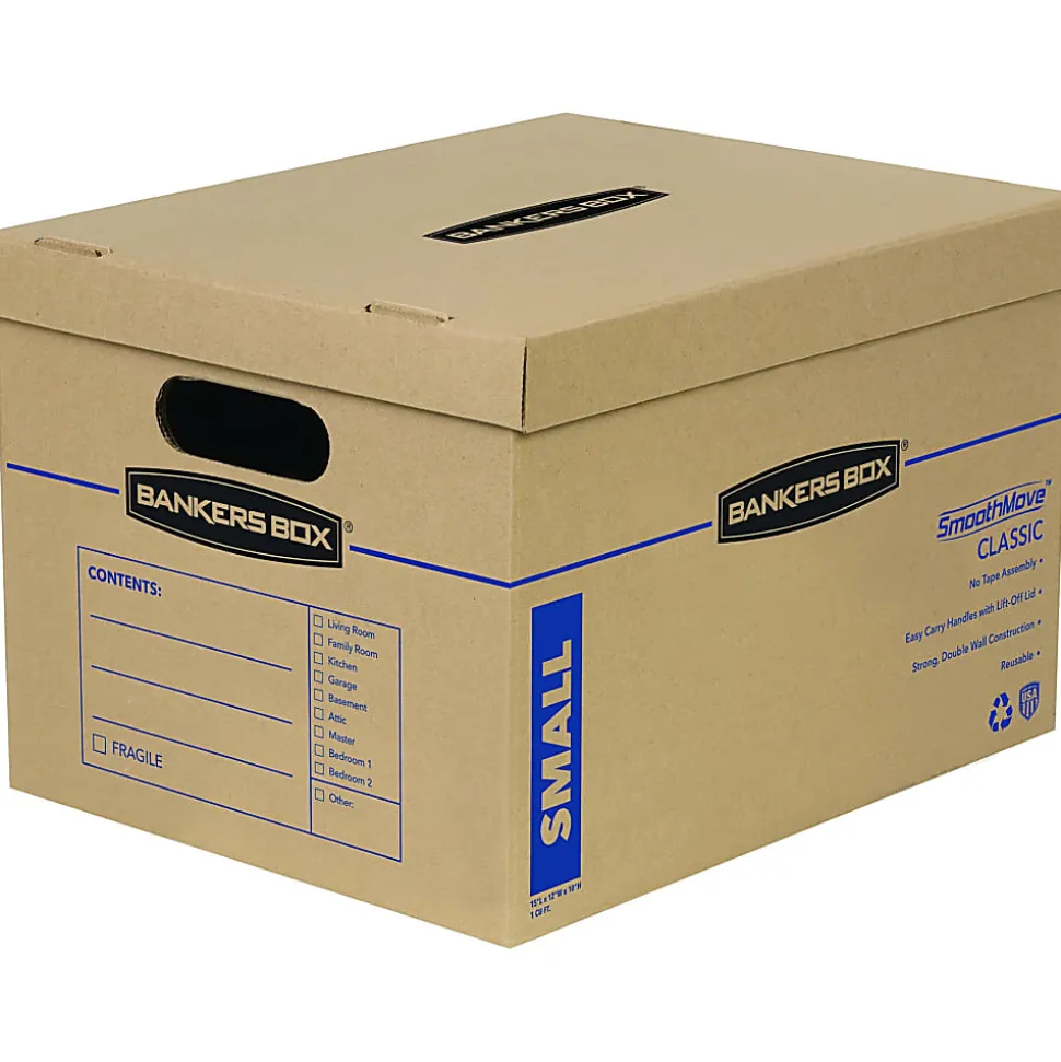 Bankers Box® SmoothMove™ Classic Moving Boxes, 15" x 12" x 10", Kraft, Pack Of 5