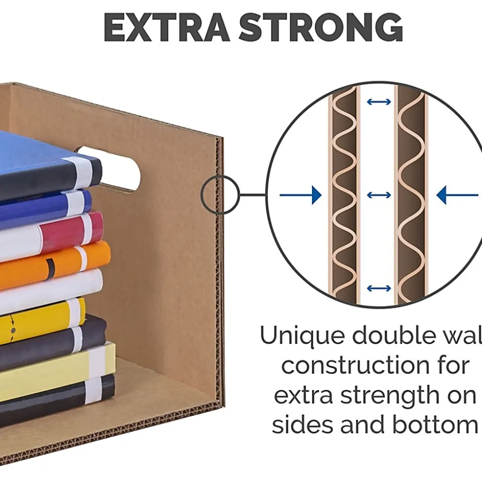 Bankers Box® SmoothMove™ Classic Moving & Boxes With Lift-Off Lids, 14" x 18" x 15", 85% Recycled, Kraft, Case of 8 Small/4 Medium
