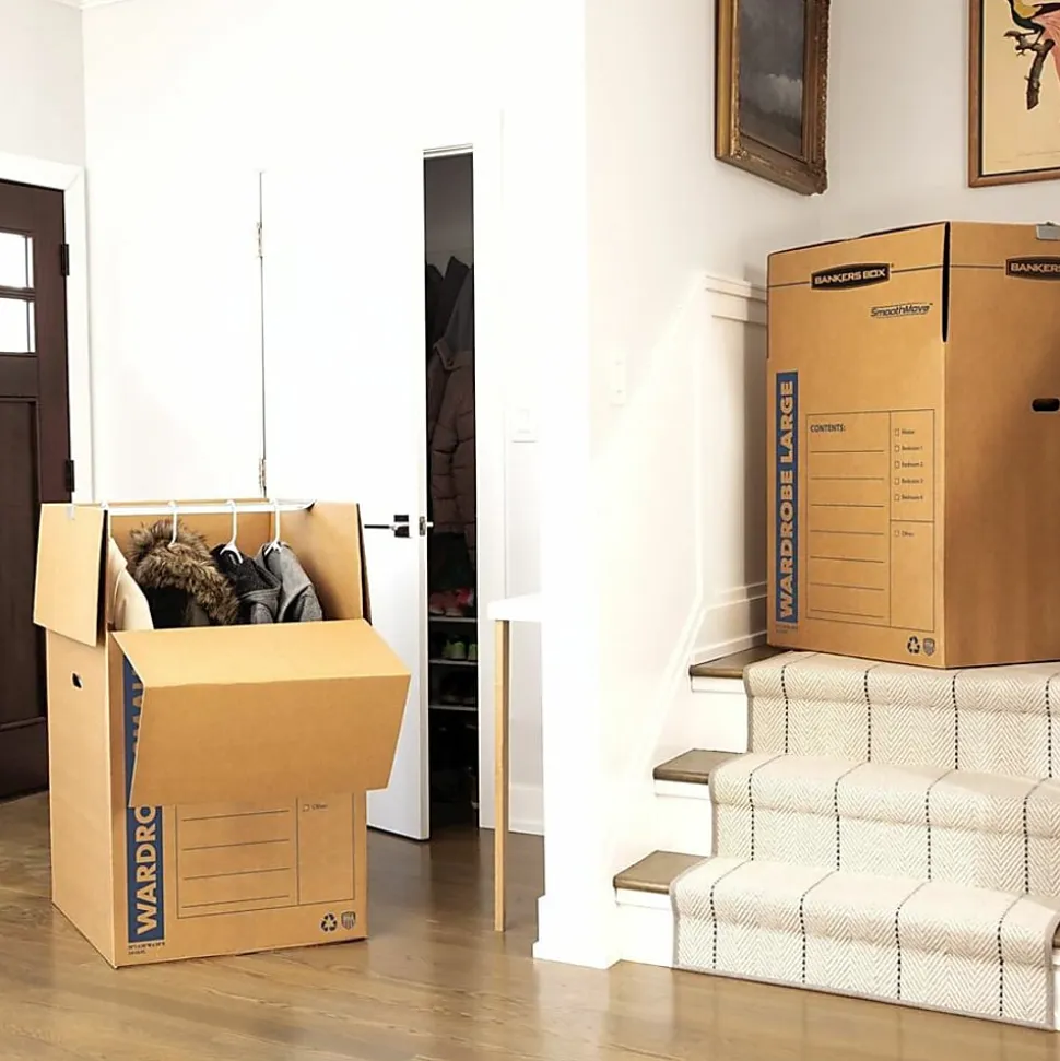 Bankers Box® SmoothMove™ Wardrobe Boxes, 40 1/4" x 24 3/8" x 24 3/8", Kraft, Case Of 3