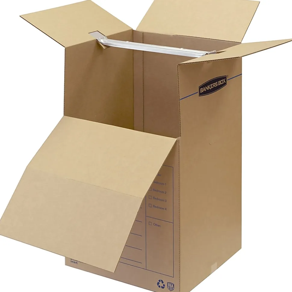 Bankers Box® SmoothMove™ Wardrobe Boxes, 40 1/4" x 24 3/8" x 24 3/8", Kraft, Case Of 3