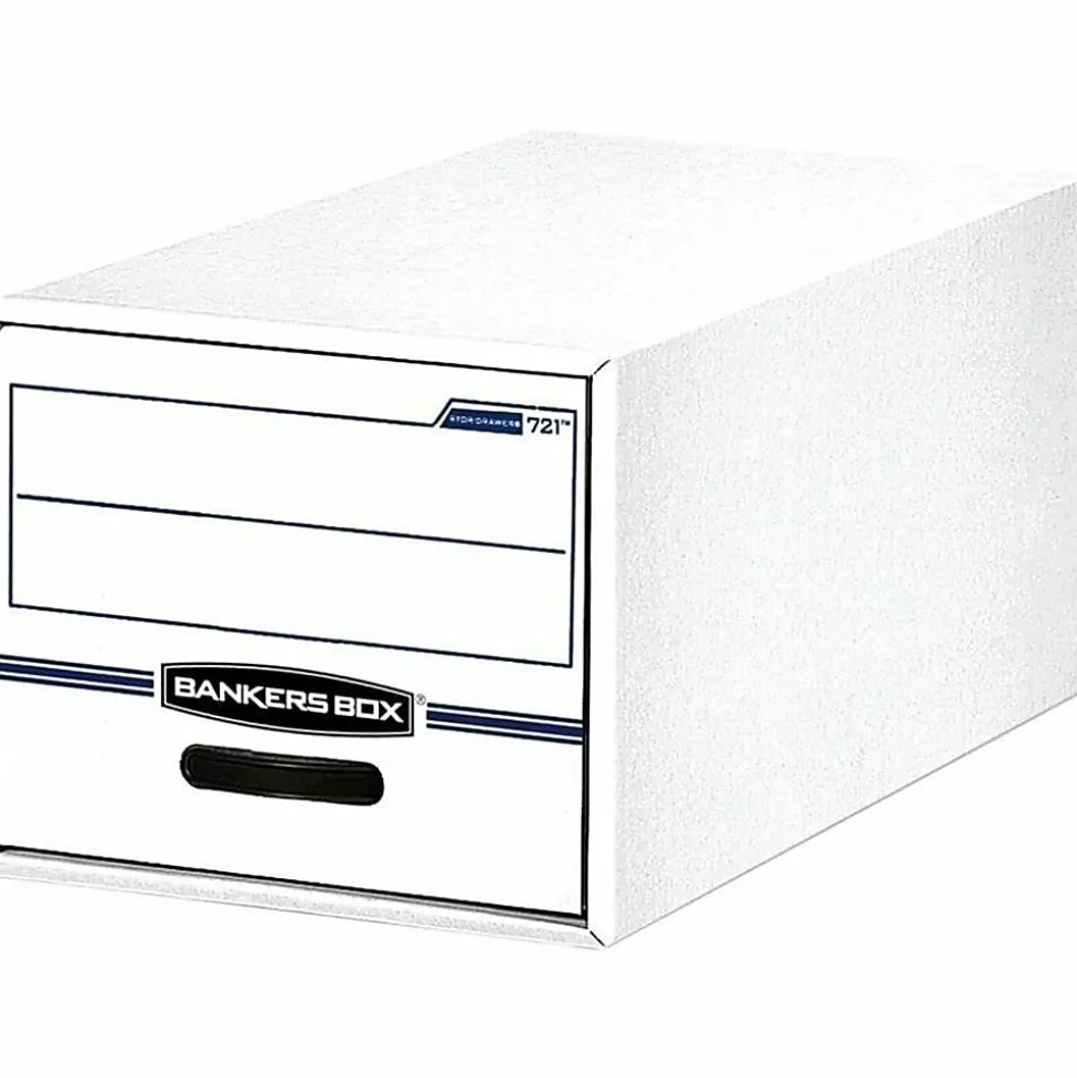 Bankers Box® Stor/Drawer® File, Legal Size, 11 1/2" x 16 3/4" x 25 1/2", 50% Recycled, White/Blue, Pack Of 6