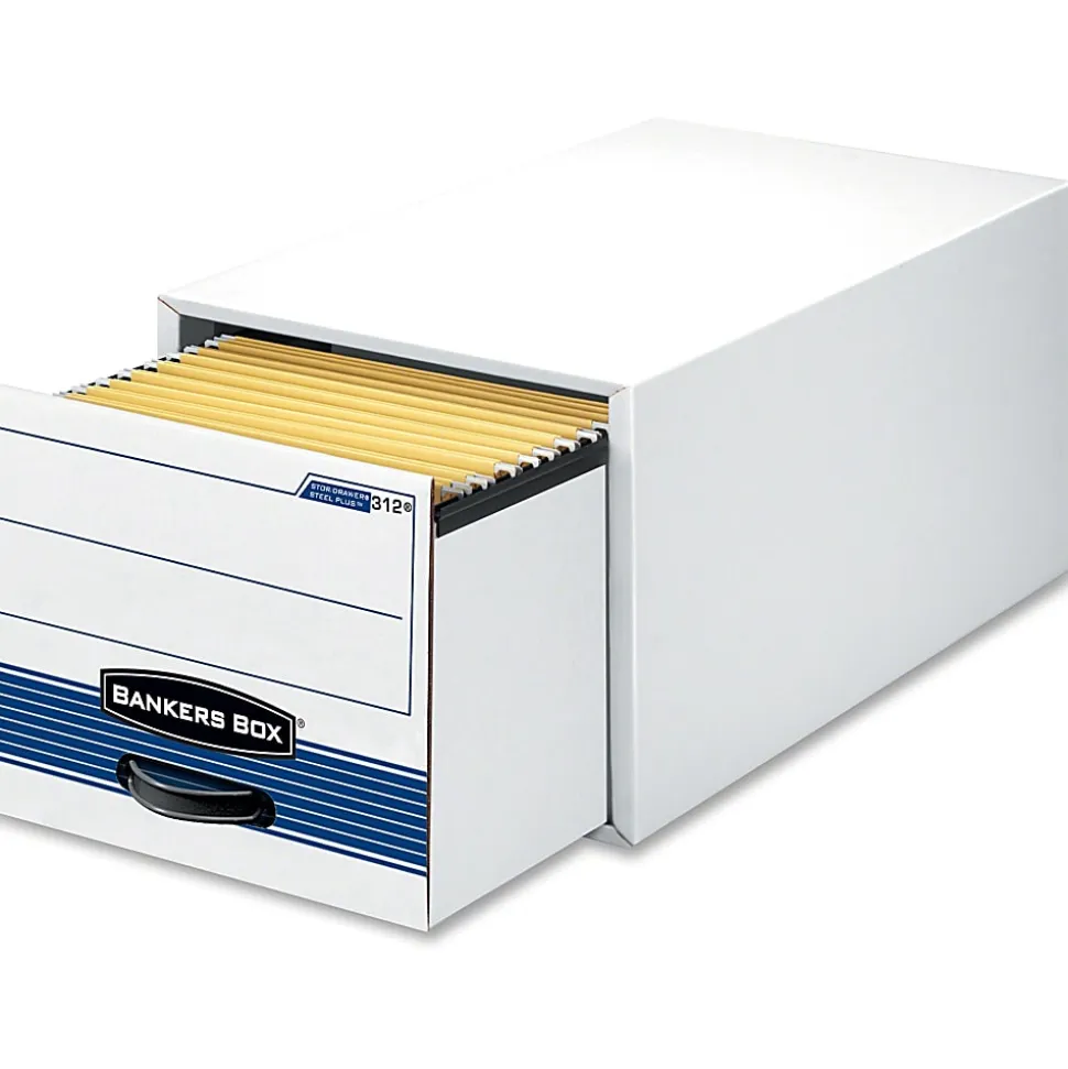 Bankers Box® Stor/Drawer® Steel Plus™ Drawer File, Legal Size, 23 1/4" x 15 1/2" x 10 3/8", 50% Recycled, Black/White, Pack Of 6