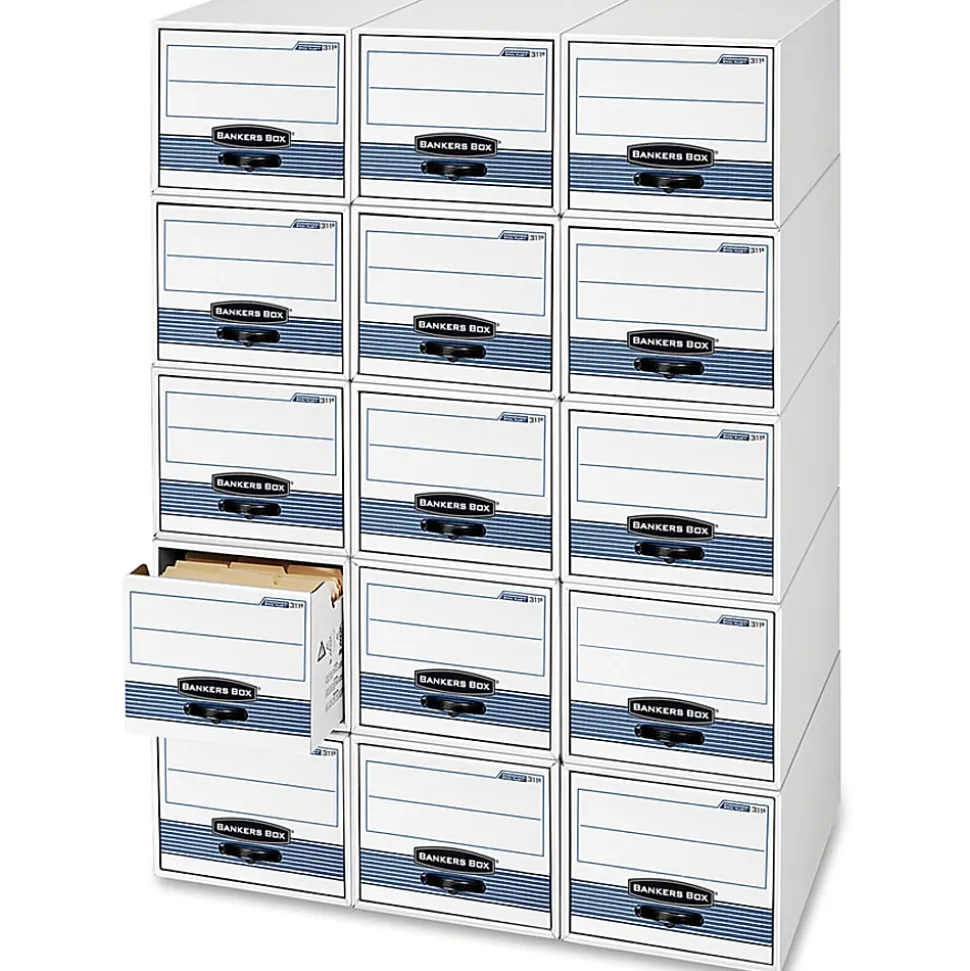Bankers Box® Stor/Drawer® Steel Plus™ Drawer File, Letter Size, 23 1/4" x 12 1/2" x 10 3/8", 60% Recycled, White/Blue, Pack Of 6