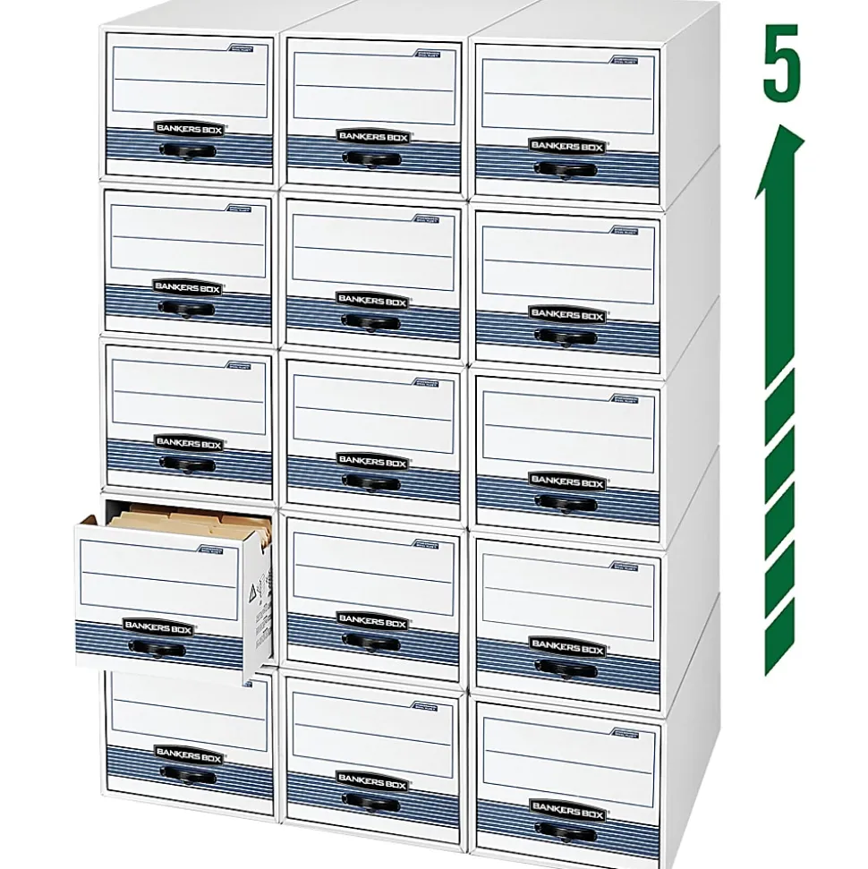 Bankers Box® Stor/Drawer® Steel Plus™ Drawer File, Letter Size, 23 1/4" x 12 1/2" x 10 3/8", 60% Recycled, White/Blue, Pack Of 6