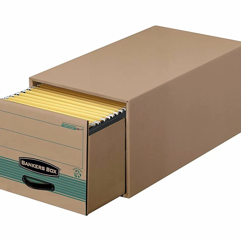 Bankers Box® Stor/Drawer® Steel Plus™ Drawer Files, Letter Size, 23 1/4" x 12 1/2" x 10 3/8", 100% Recycled, Kraft/Green, Pack Of 6