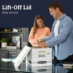 Bankers Box® Stor/File™ Boxes With Lift-Off Lids, Letter/Legal Size, 12 1/2" x 16 5/16" x 10 1/2", White, 4/Carton