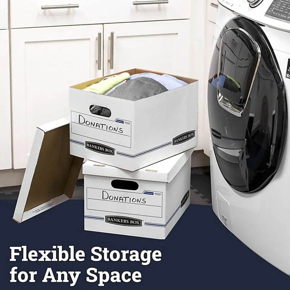 Bankers Box® Stor/File™ Boxes With Lift-Off Lids, Letter/Legal Size, 12 1/2" x 16 5/16" x 10 1/2", White, 4/Carton
