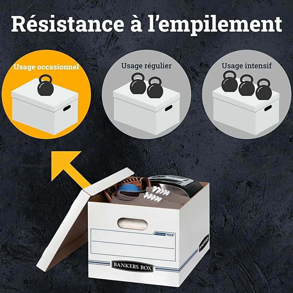 Bankers Box® Stor/File™ Boxes With Lift-Off Lids, Letter/Legal Size, 12 1/2" x 16 5/16" x 10 1/2", White, 4/Carton