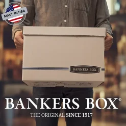 Bankers Box® Stor/File™ FastFold® Medium-Duty Storage Boxes, Legal Size, 24“D x 15" x 10", White/Blue, Case Of 4 - 70240FF