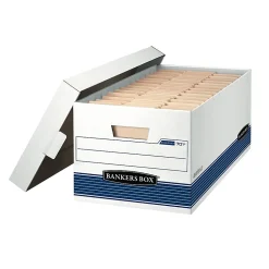 Bankers Box® Stor/File™ Medium-Duty Storage Boxes, Letter Size, 24" x 12" x 10", White/Blue, Case Of 4 - 70140FF