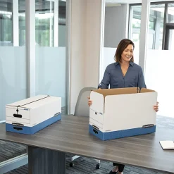 Bankers Box® Stor/File™ Medium-Duty Storage Boxes, Letter Size, 24" x 12" x 10", White/Blue, Case Of 4 - 70407