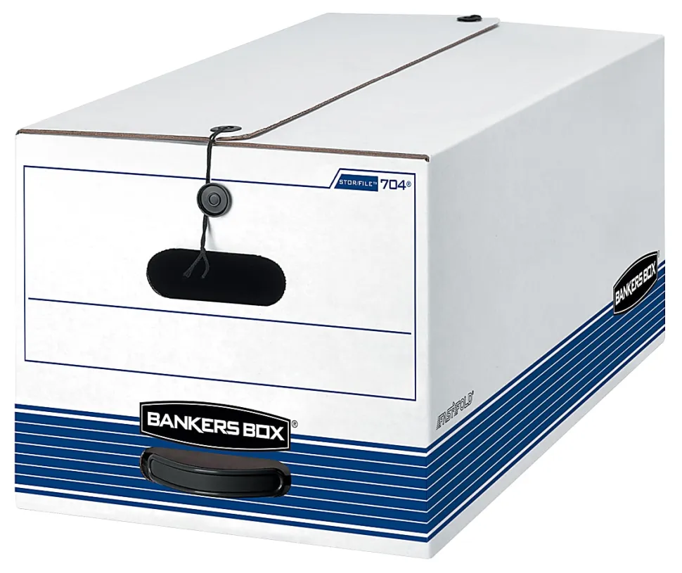Bankers Box® Stor/File™ Medium-Duty Storage Boxes, Letter Size, 24“ x 12" x 10", White/Blue, Case Of 3 - 0070406