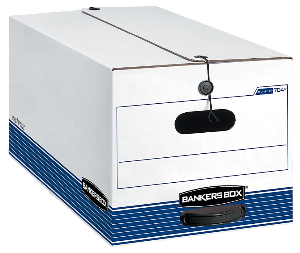 Bankers Box® Stor/File™ Medium-Duty Storage Boxes, Letter Size, 24“ x 12" x 10", White/Blue, Case Of 3 - 0070406