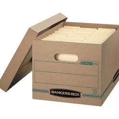 Bankers Box® Stor/File™ Standard-Duty Storage Boxes, Letter/Legal Size, 15" x 12" x 10", Kraft/Green, Case Of 12 - 1277601