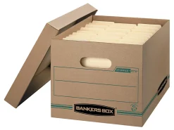 Bankers Box® Stor/File™ Standard-Duty Storage Boxes, Letter/Legal Size, 15" x 12" x 10", Kraft/Green, Case Of 12 - 1277601