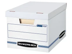 Bankers Box® Stor/File™ Standard-Duty Storage Boxes, Letter/Legal Size, 15" x 12" x 10", White/Blue, Case Of 12 - 00703