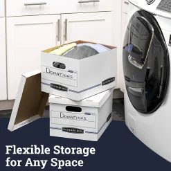 Bankers Box® Stor/File™ Standard-Duty Storage Boxes, Letter/Legal Size, 15" x 12" x 10", White/Blue, Case Of 5 - 70315
