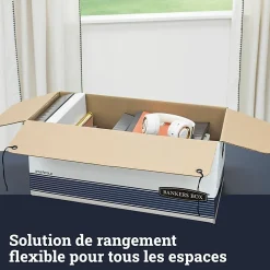 Bankers Box® Stor/File™ Stringed Medium-Duty Storage Boxes, Letter Size, 10" x 12" x 24", White/Blue, Case Of 20