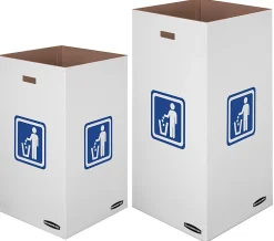 Bankers Box® Waste And Recycling Bins, Extra Large Size, 30" x 18" x 18", 50% Recycled, White/Blue, Pack Of 10
