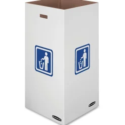 Bankers Box® Waste And Recycling Bins, Extra Large Size, 36" x 18 3/8" x 18 3/8", 50% Recycled, White/Blue, Pack Of 10