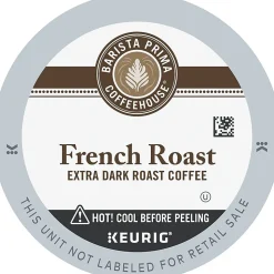 Barista Prima Coffeehouse Coffee K-Cups, Dark Roast, French Roast, 4 Cartons, 96 K-Cups
