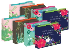 Barker Creek Tab File Folders, Letter Size, Petals & Prickles, Pack Of 24 Folders