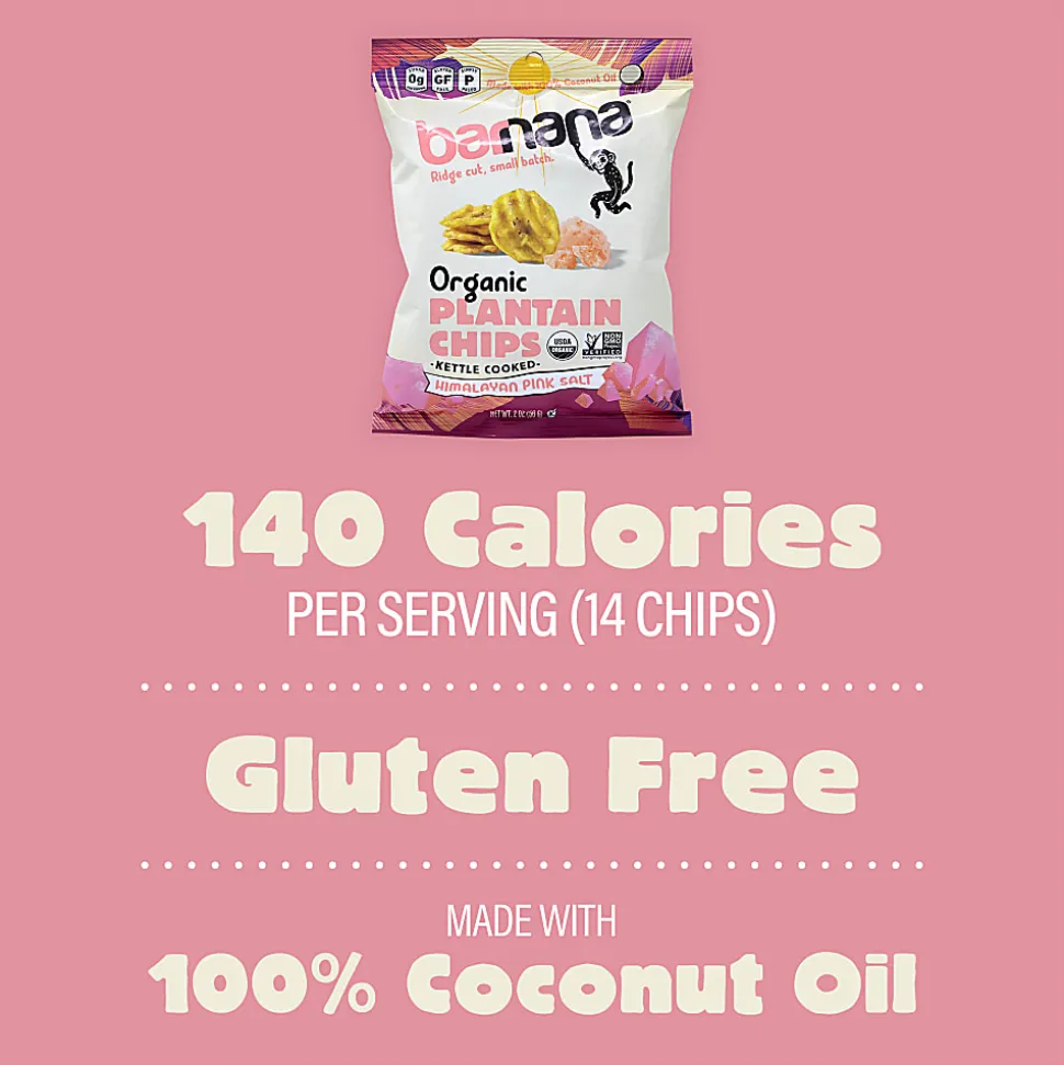 Barnana Himalayan Pink Sea Salt Plantain Chips, 2 Oz, Pack Of 12 Bags
