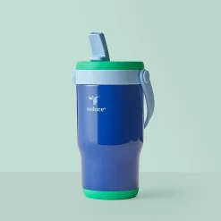 Base Brands Spill-Proof Tumbler With Handle, 14 Oz, Blue