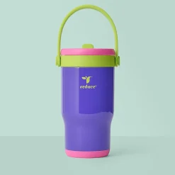 Base Brands Spill-Proof Tumbler With Handle, 14 Oz, Purple