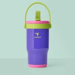 Base Brands Spill-Proof Tumbler With Handle, 14 Oz, Purple