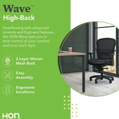 basyx by HON® VL701 Ergonomic Bonded Leather/Mesh High-Back Chair, Black