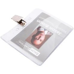Baumgartens® Horizontal Badge Holder With Clip, 2 1/2