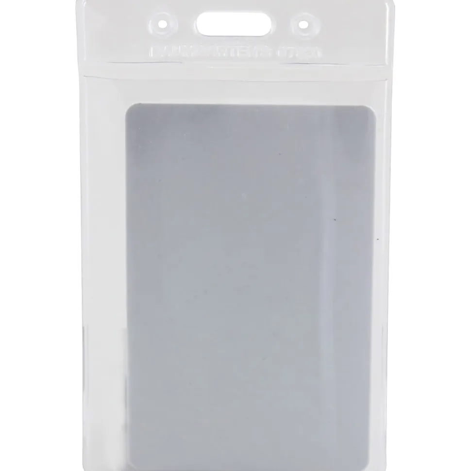 Baumgartens® Punched ID Badge Holders, 3-1/2" x 2-1/2", Vertical, Clear, Pack of 50