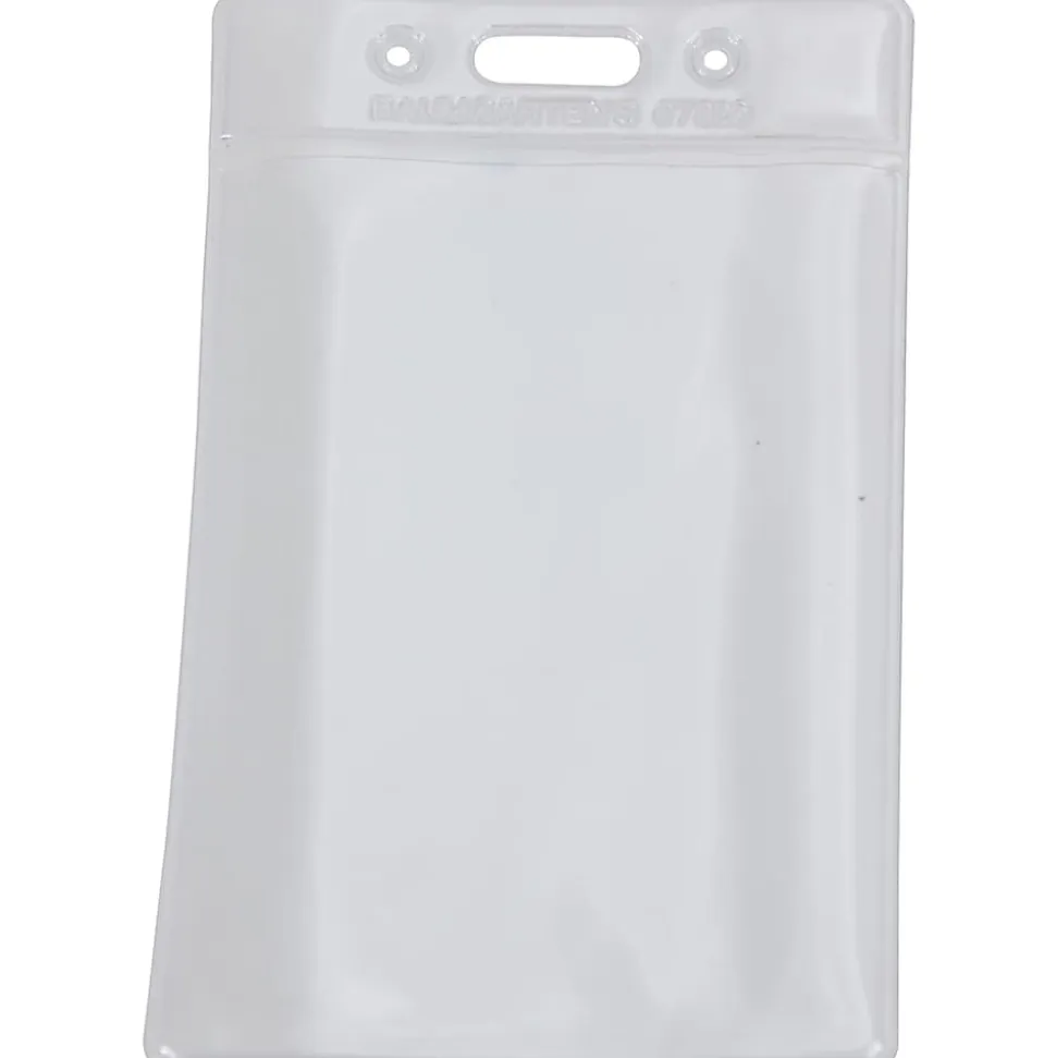 Baumgartens® Punched ID Badge Holders, 3-1/2" x 2-1/2", Vertical, Clear, Pack of 50
