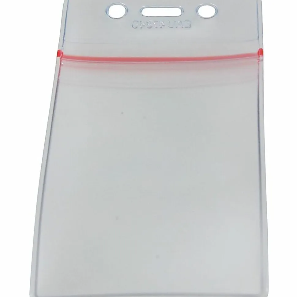 Baumgartens Sealable Vertical Badge Holder, 3 3/4" x 2 5/8", Clear, Pack Of 50