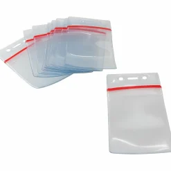 Baumgartens Sealable Vertical Badge Holder, 3 3/4" x 2 5/8", Clear, Pack Of 50