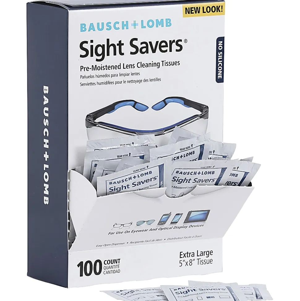 Bausch & Lomb Sight Savers Lens Cleaning Tissues, 8" x 5", 100 Tissues Per Box, Pack Of 2 Boxes